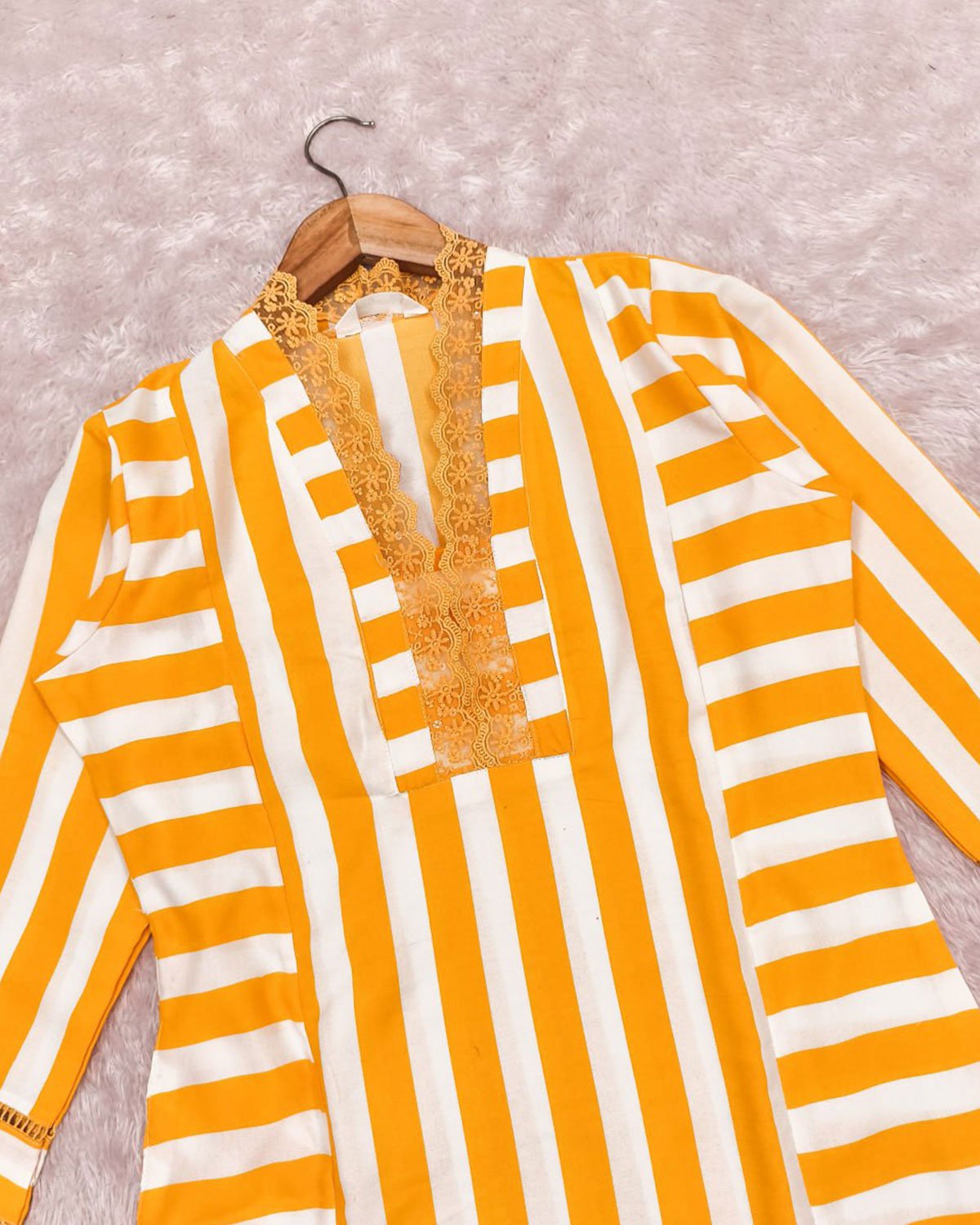 Striped Cotton Kurta with Palazzo Pant Set