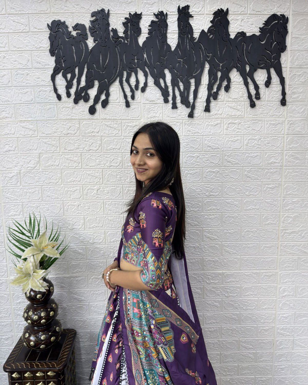 Folk Art Designer Lehenga Choli with Matching Dupatta Set